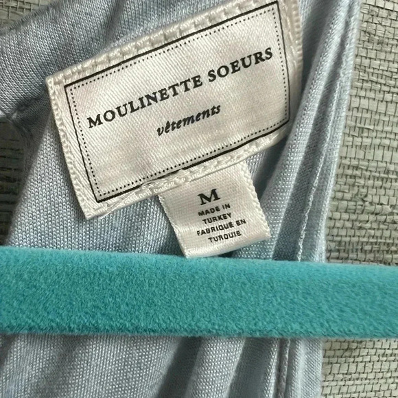 Anthropologie moulinette soeurs Rochelle halter dress medium sky blue jersey - Picture 12 of 17